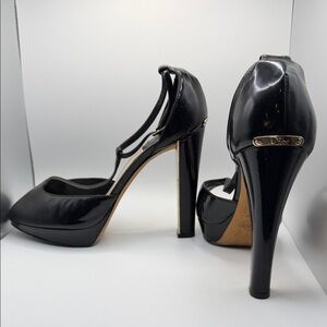 Pre Owned Dior Black Peep-Toe Heels SZ 36.5